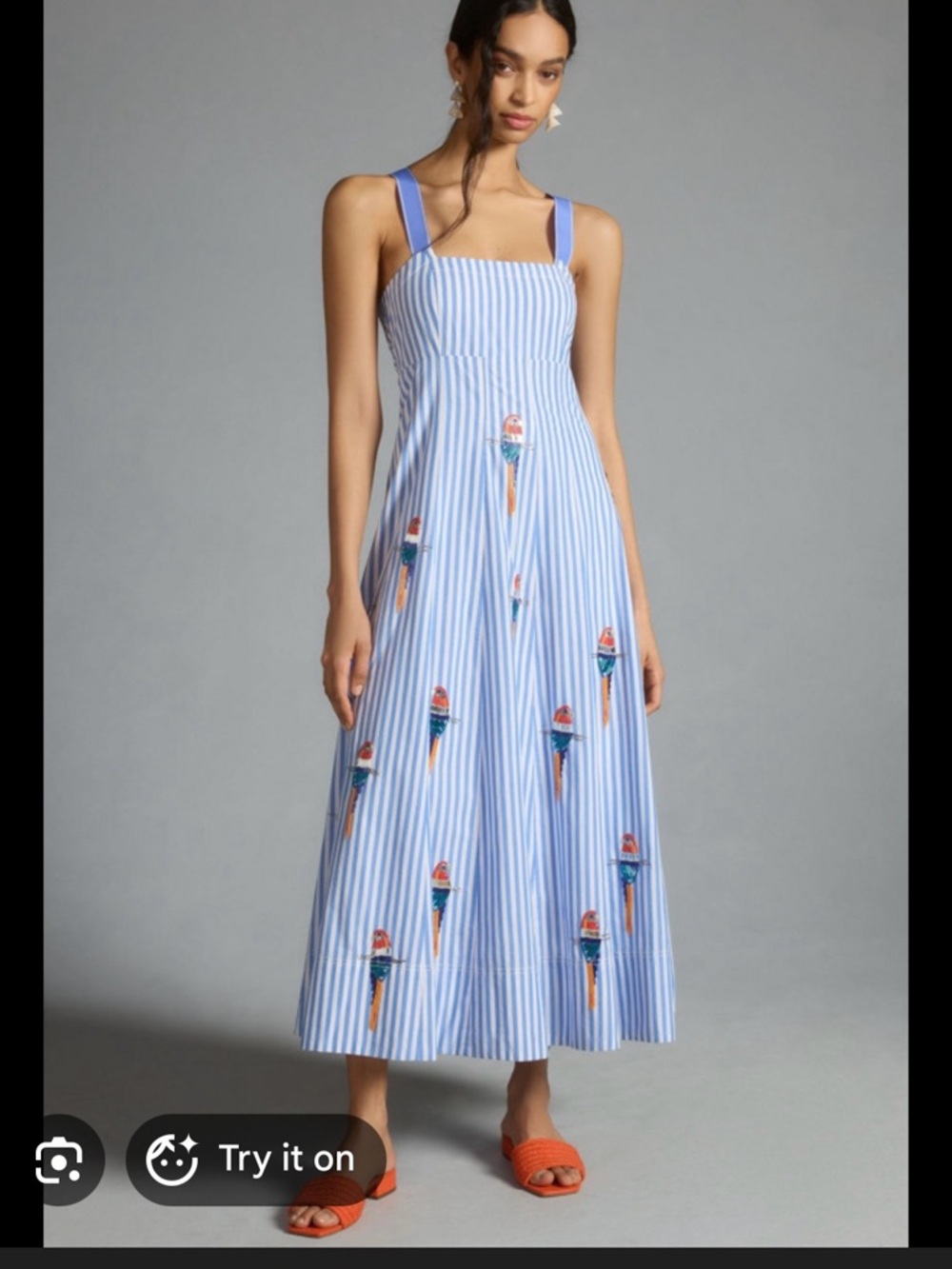 Maeve Anthropologie embellished parrot sundress